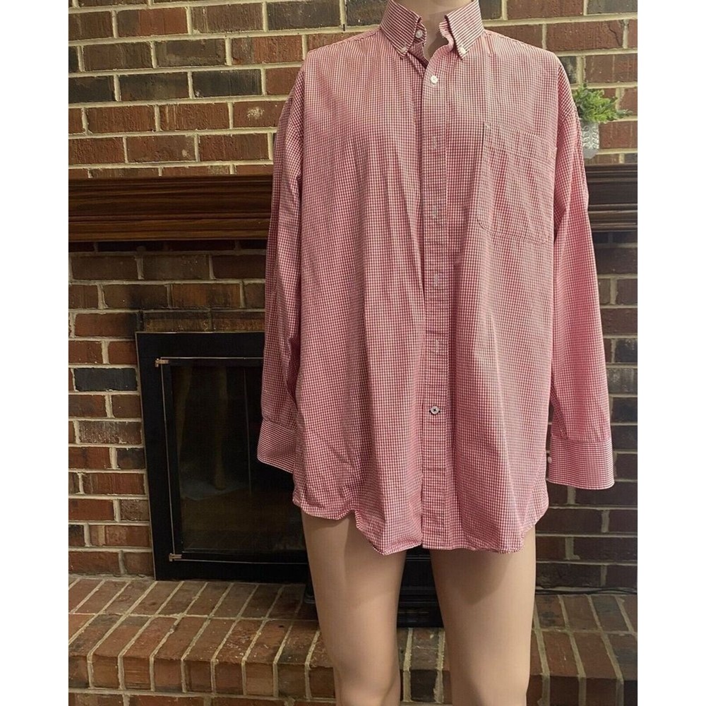 Tommy Hilfiger Men's Red  100%Cotton Button Up‎ Long Sleeve Shirt Size 32/33